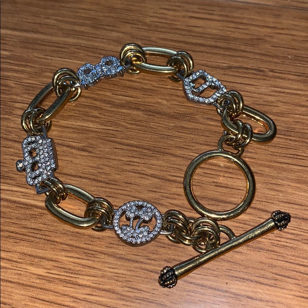 Juicy Couture Gold Bracelet Crown Bow Pave Charm